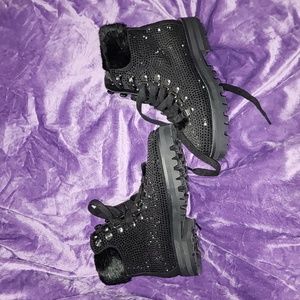 Women's sparkle boots with fur